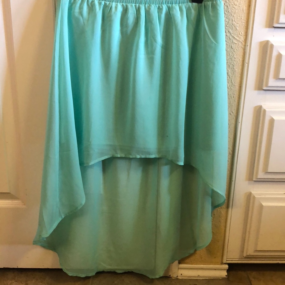 High-low aqua skirt